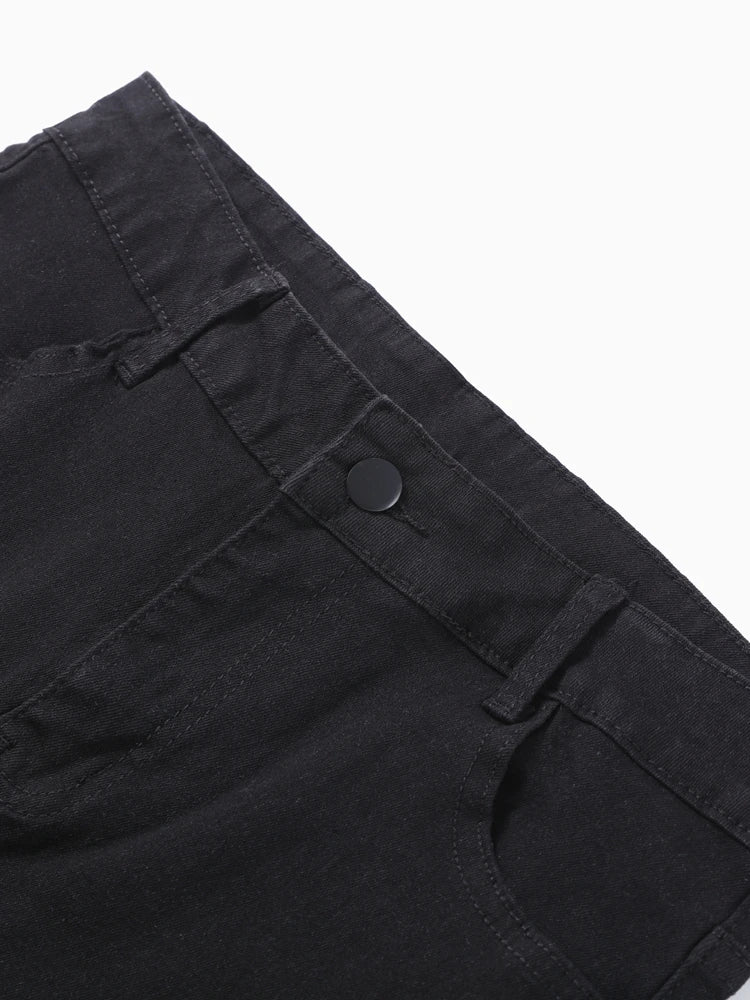 High Waist Ripped Skinny Jeans – Schwarze Denim mit Cut-Outs